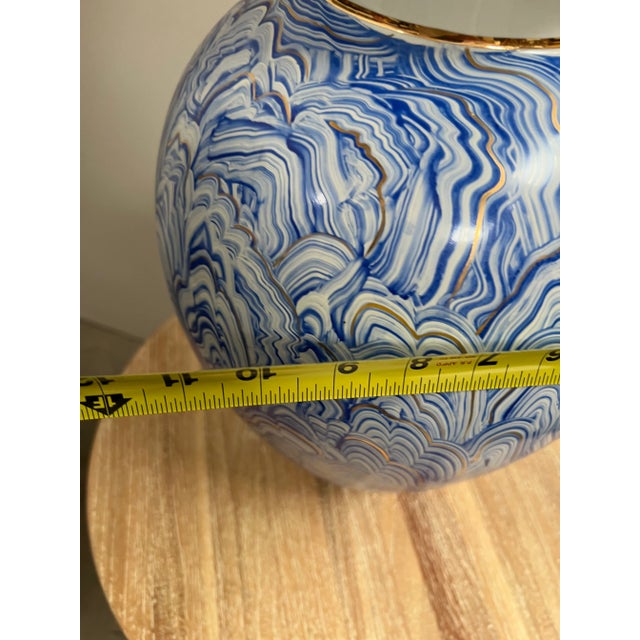 Blue and White Contemporary Wave Ginger Jar | Chairish