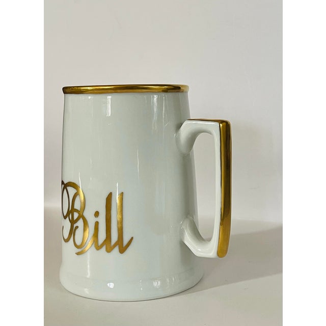 Ceramic Vintage White & Gold Ceramic Mug For Sale - Image 7 of 10