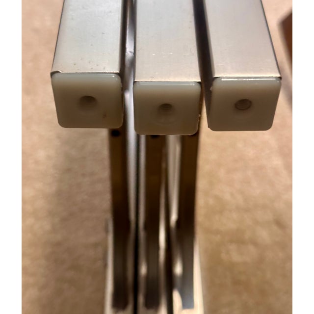 Silver 1990s Ethan Allen Radius Collection Brushed Nickel Three-Panel Architectural Folding Room Divider For Sale - Image 8 of 18