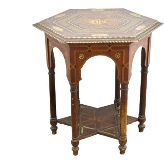 Mid 19th Century Hexagonal Inlaid Table Morocco Style For Sale