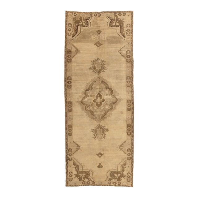 Vintage Turkish Oushak Rug, 05'01 X 12'09 For Sale