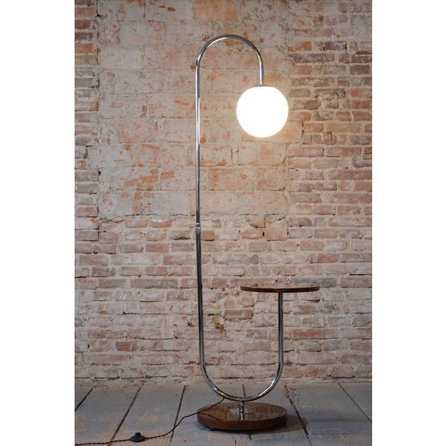 Art Deco Floor Lamp in Walnut attributed to J. Halabala for Up Závody, Czech, 1930s For Sale - Image 9 of 13