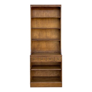 1960s Ethan Allen Heirloom Nutmeg Maple 2 Piece Bookcase Unit With Drawer (10-4011, 10-4019) For Sale