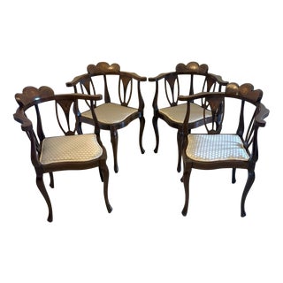 Antique Edwardian Mahogany Corner Chairs, 1920s, Set of 4 For Sale