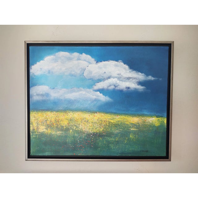 "Poppies and Buttercups" Contemporary Original Impressionist Style Landscape Painting by Linda McDonough, Framed For Sale - Image 9 of 9