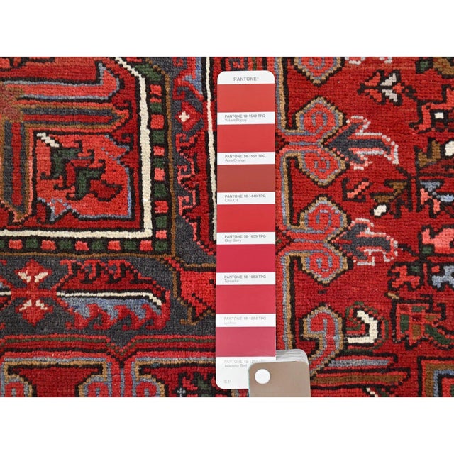 1960 10'x12'5" Red Pure Wool Hand Knotted Semi Antique Persian Heriz Oriental Rug For Sale - Image 11 of 12
