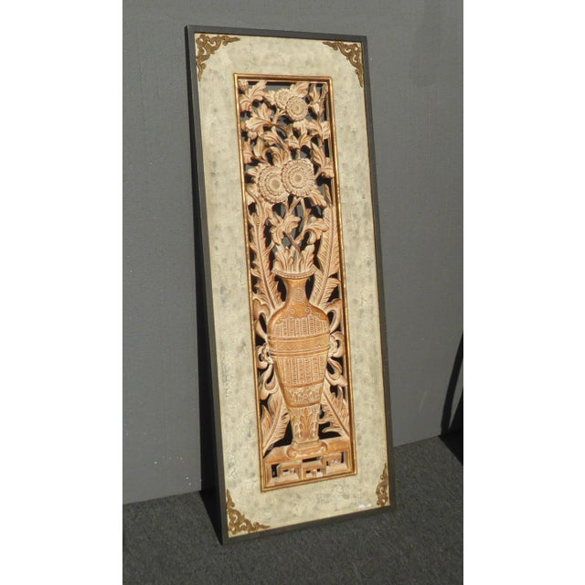 Carved Wood Floral "Ancient Vases" Panel For Sale - Image 4 of 11