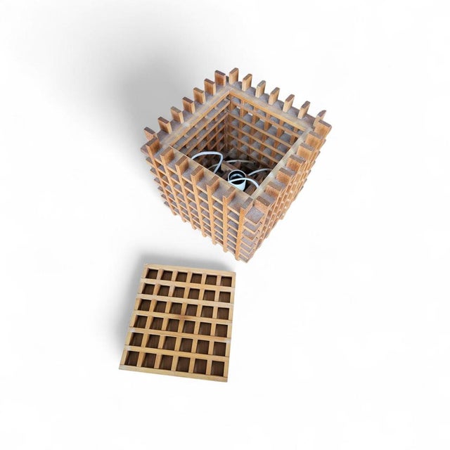 Mid-Century Modern Wood Cube Table Lamp, Italy, 1960s For Sale - Image 6 of 10