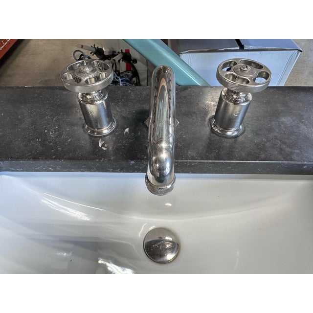 Traditional Belgian Blue Stone Vanity With Waterworks Faucet For Sale - Image 3 of 5