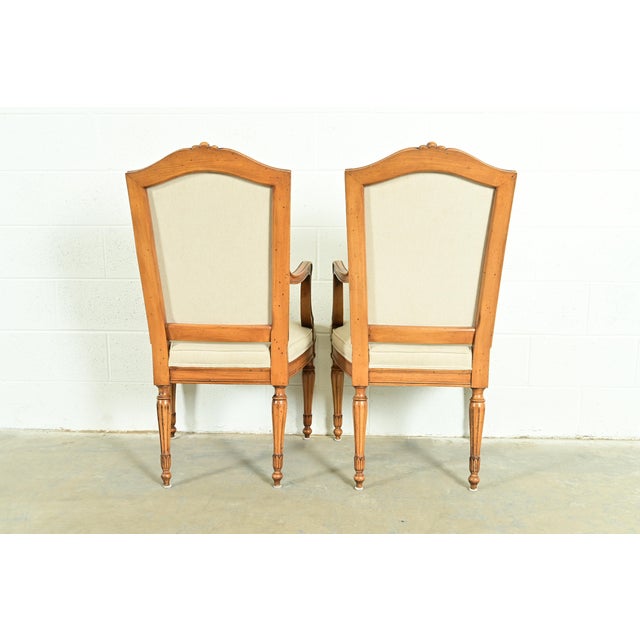 Baker Furniture Style French Regency Louis XVI Carved Walnut Dining Chairs, Set of Six For Sale - Image 13 of 14