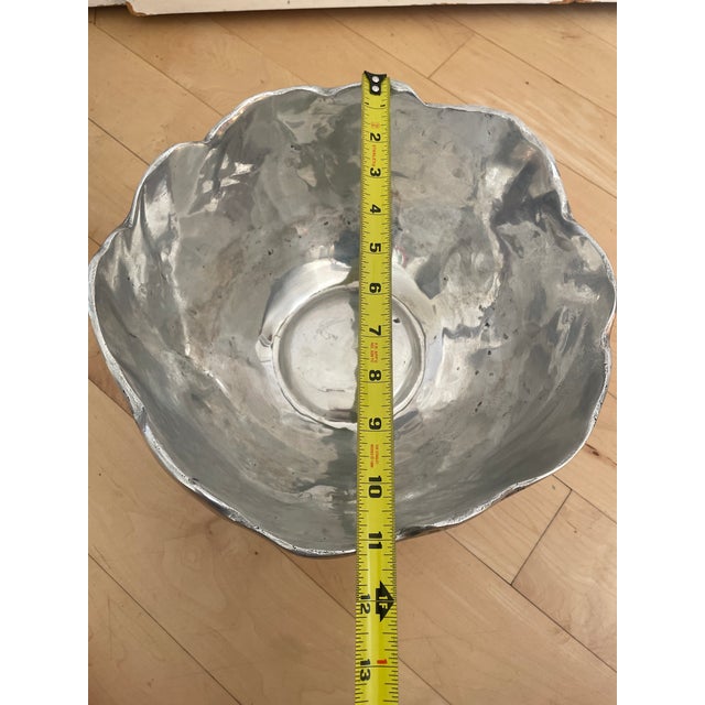 Chippendale Large Mexican Pewter Cabbage Ware Leaf Serving Bowl For Sale - Image 3 of 11