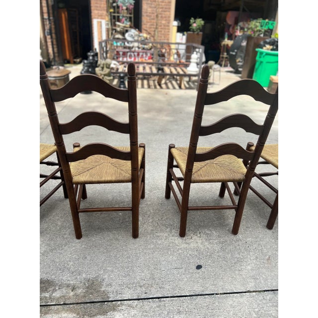 Brown Vintage Ladder Back Chairs - Set of 4 For Sale - Image 8 of 12