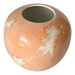 Round Pink Porcelain Vase, Portugal, 1970