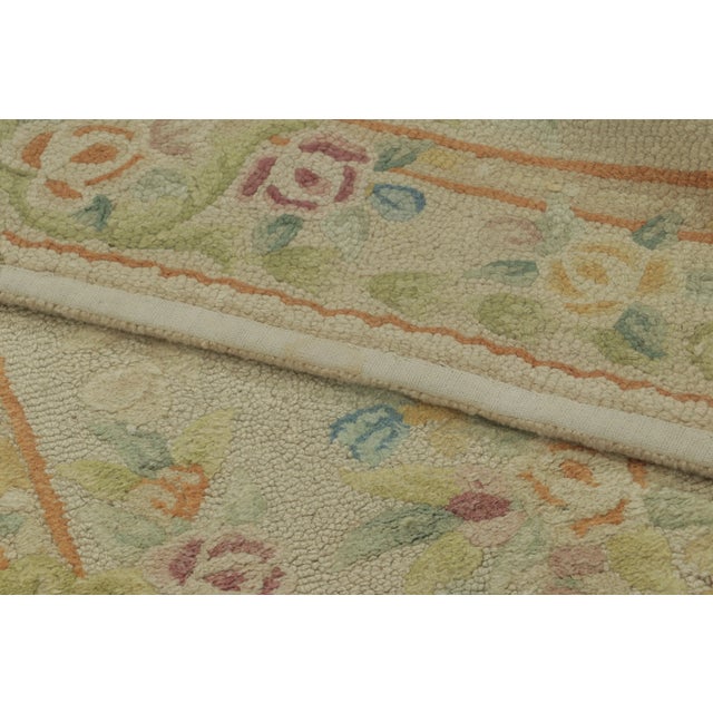 Textile Antique Hooked Rug With Pastel Medallions & Garland Border - Rug & Kilim For Sale - Image 7 of 7