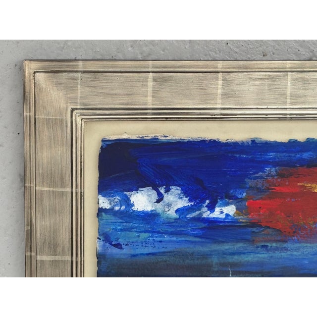 Royal Blue California Sunset - Blue, Red & Yellow Modern Abstract Landscape Seascape Art 1997 For Sale - Image 8 of 16