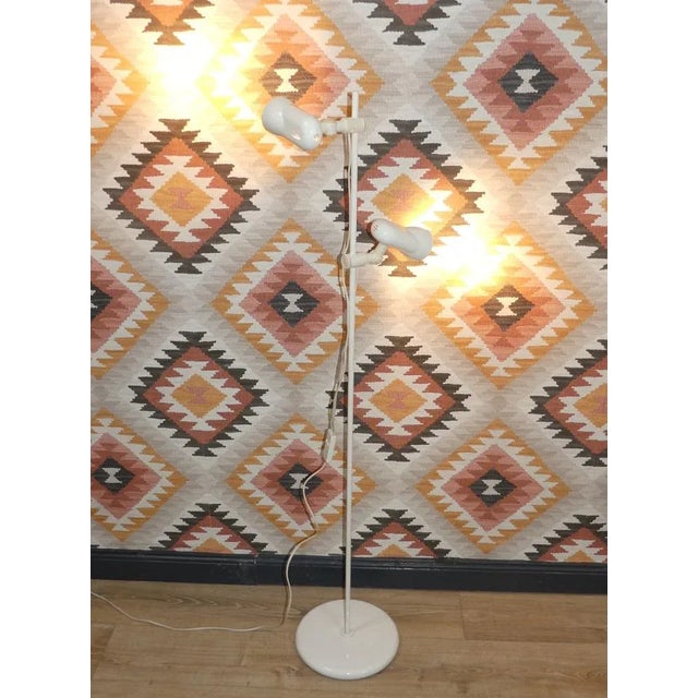 Deco highlight small, fine 80s floor lamp cool lamp with 2 lights made of metal and plastic and stand in clean white this...