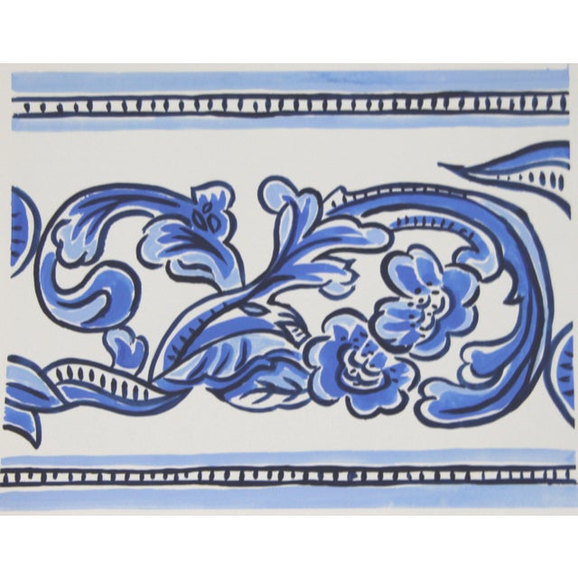 Blue Delft Style Border Painting by Cleo Plowden Chairish