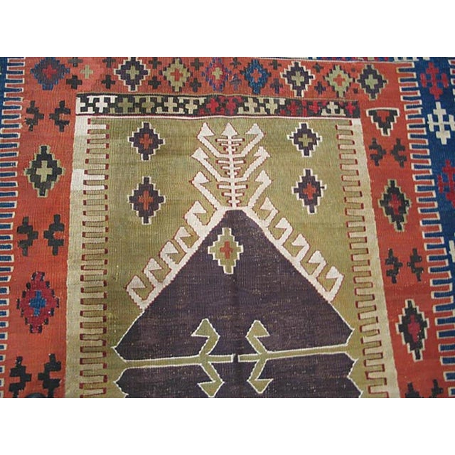 Late 19th Century 1890s Brown Medallion Antique Turkish Anatolian Flat-Weave Prayer Rug 3'7" X 4'10" Wool Carpet For Sale - Image 5 of 6