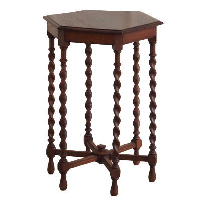 Antique Baroque Style Side Table with Twisted Columns, 1890 For Sale