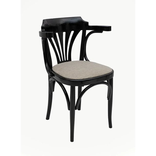1970s Mid-Century Modern French Ebonized Beech Bistro Chairs, 1970s, Set of 4 For Sale - Image 5 of 9
