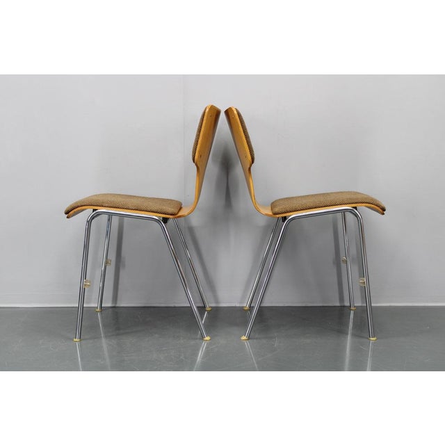 Plywood Chairs with Fabric Upholstery, Germany, 1970s, Set of 4 For Sale - Image 15 of 18