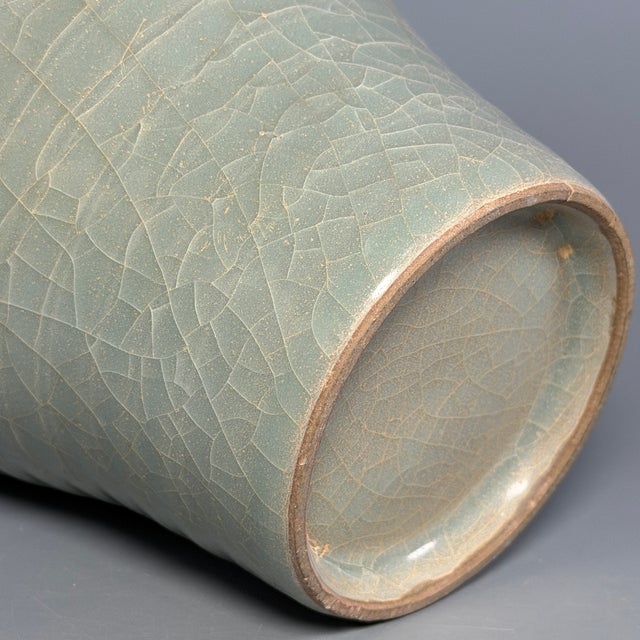 Antique Chinese Celadon Crackle‑Glaze Meiping Vase, Collectible Antique For Sale - Image 6 of 7