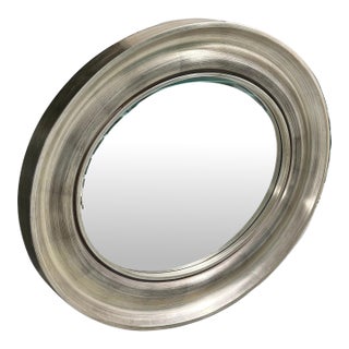 Silver Leaf Gilt Wood Oval Hanging Wall Mirror For Sale