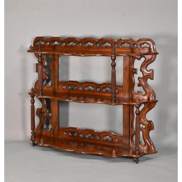 French Wall Hanging Shelves in Mahogany, 1890s For Sale - Image 3 of 18