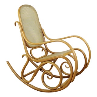 Rocking Chair on Runners in Light Beech Wood, 1970s For Sale