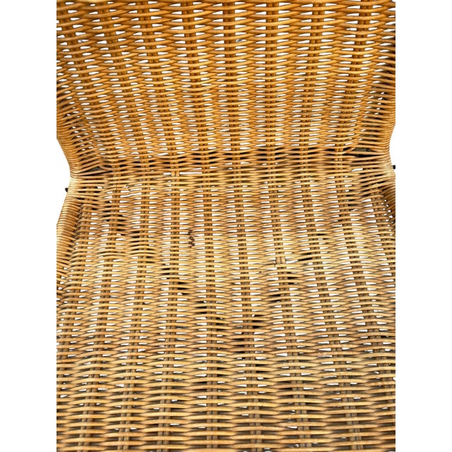 Black Stitched Leather and Rattan Chairs from Jacques Adnet, 1950s, Set of 2 For Sale - Image 8 of 10