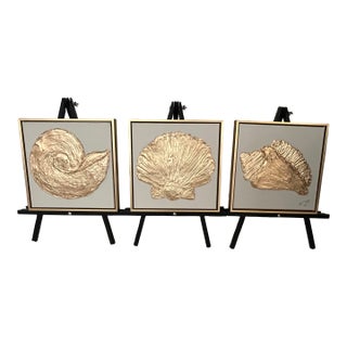 Seashell Trio Collection - Gold Metallic & Beige, Designed by Cheryl P. Kohloff For Sale