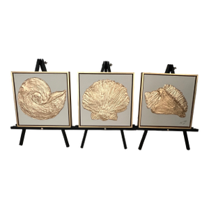 Seashell Trio Collection - Gold Metallic & Beige, Designed by Cheryl P. Kohloff