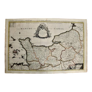 The Normandy Region of France: A 17th C. Hand-Colored Map by Sanson and Jaillot, 1695 For Sale