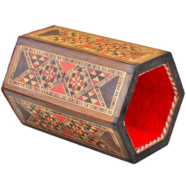 Moroccan Vintage Handcrafted Marquetry-Inlaid Moorish Pen-Holder & Catchall For Sale - Image 3 of 4