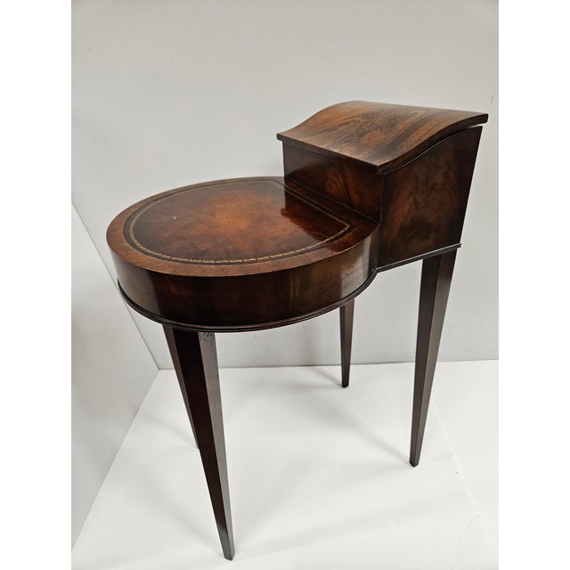 Mahogany Leather Top Weiman Side Table For Sale - Image 6 of 12