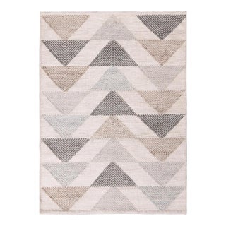 Rug & Kilim’s Scandinavian Style Geometric Cream & Gray Wool Kilim Outdoor Rug - 12'x16' For Sale