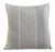 Custom-tailored pillow crafted from a French taupe-and-white striped linen fabric. Taupe-colored linen fabric back....