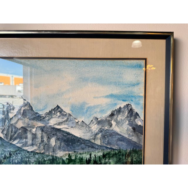 1980's Sheila W. Langlois " Shadows on the Tetons " Watercolor Landscape Painting, Framed For Sale In Miami - Image 6 of 12