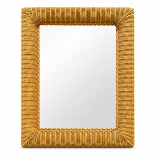 1980s Large Wall Mirror in Hand-Woven Wicker For Sale
