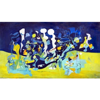 Isabel Brinck Abstract Oil Painting on Canvas Title "There's People on the Moon" For Sale