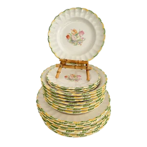 Limoges Floral Scalloped Dishware - Set of 20