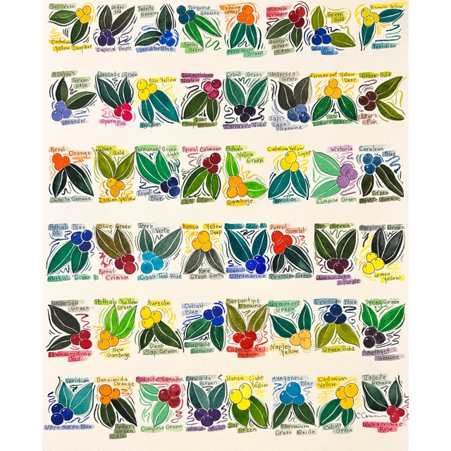 Contemporary Giclee Print of This Original Watercolor and Ink Painting “Color Chart in Berries” Artist Reference Chart For Sale - Image 3 of 9