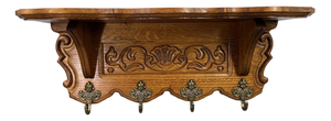 French Coat Rack in Oak with Hooks