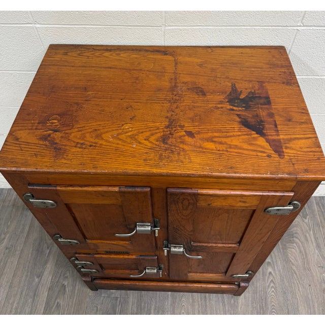 Brown Antique Coldtite Oak Ice Box For Sale - Image 8 of 10