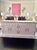 Offered is a solid heavy oak painted credenza sideboard by Baker furniture. This piece features a soft pale “Charleston...
