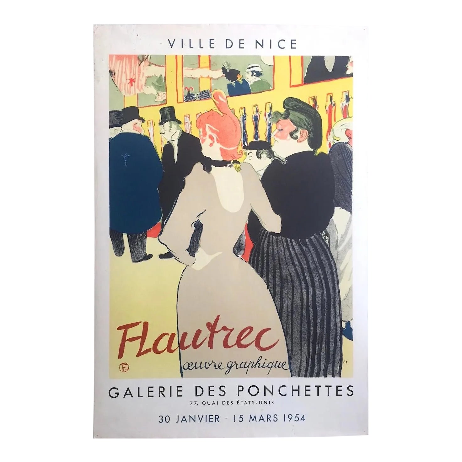 Toulouse Lautrec Vintage 1954 Lithograph Print Collector's French