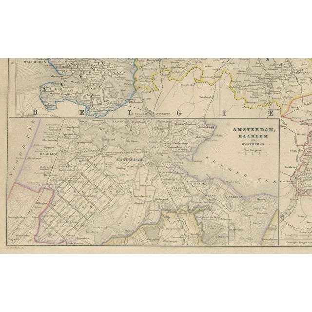 Map of the Netherlands with Insets of Amsterdam and Arnhem, 1876 For Sale - Image 3 of 11