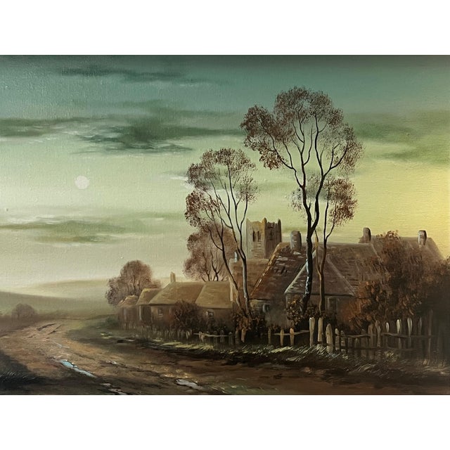 Winter Trees at Village in English Countryside by 20th Century British Artist 1985 Circa For Sale - Image 4 of 13