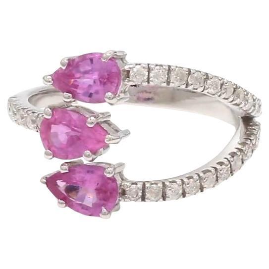 Natural 1.43 cts pink sapphire with 0.32 cts diamond ring in 18k gold For Sale - Image 15 of 18