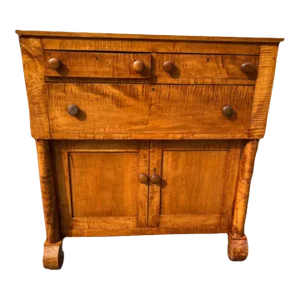 Antique Classical Figured Maple Bureau 19th Century